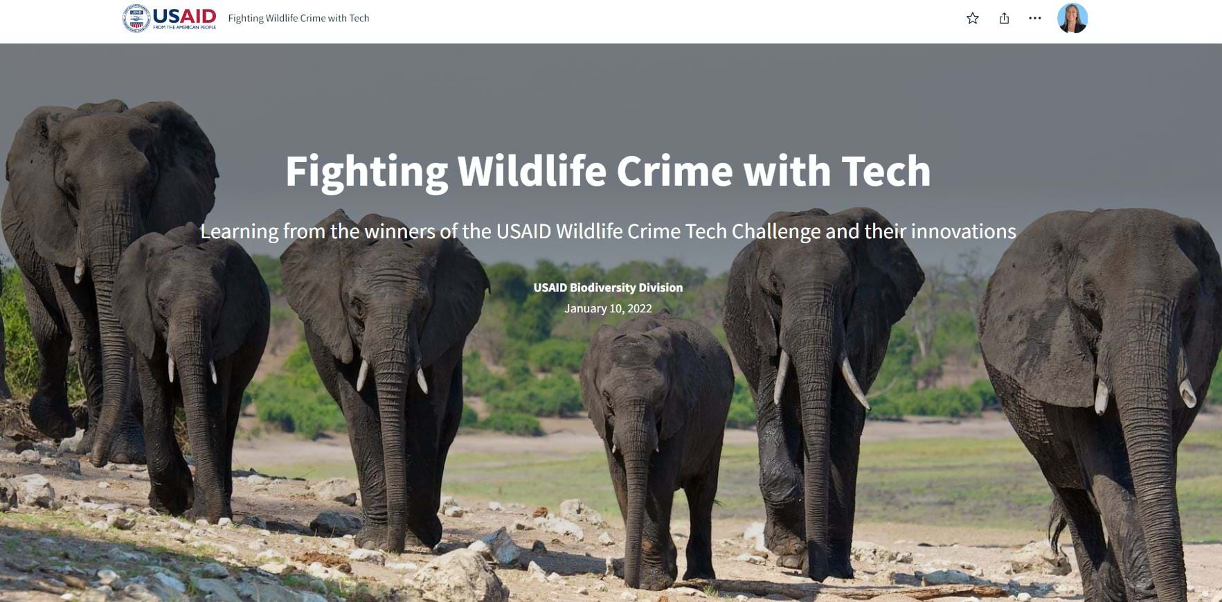 Cover of the USAID's Fighting Wildlife Crime with Tech story Cover of the USAID's Fighting Wildlife Crime with Tech story