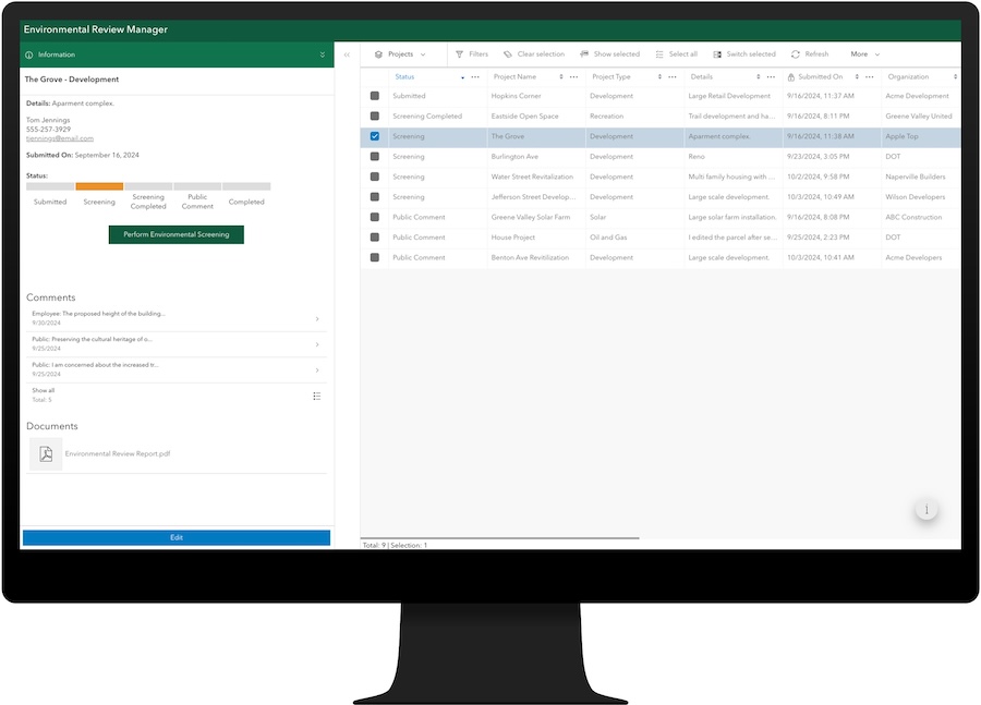 An image of the Environmental Review Manager app. An image of the Environmental Review Manager app.