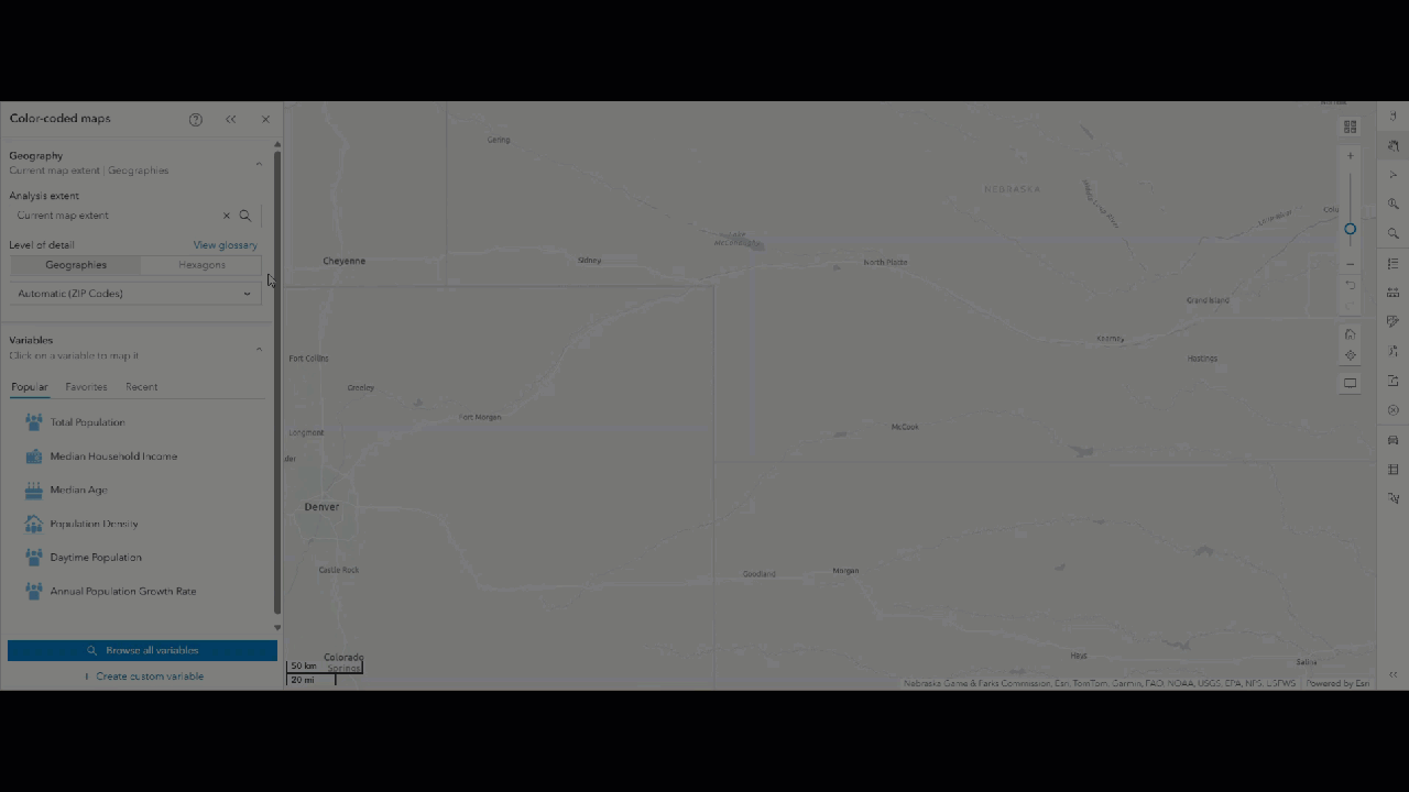 Gif exploring the new Geography section in the color-coded map workflow. Gif exploring the new Geography section in the color-coded map workflow.