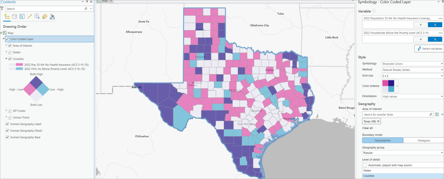 Bivariate map in Business Analyst Pro Bivariate map in Business Analyst Pro